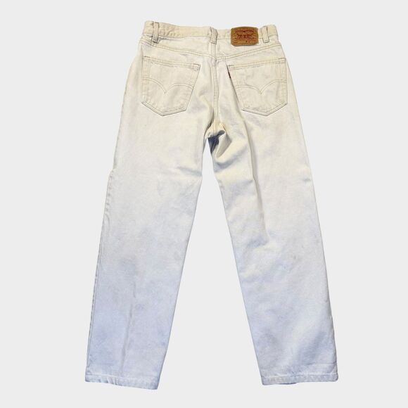 Vintage Levi’s 550 Made in USA White Denim Jeans 34x34 Custom Snake Print 90s - Picture 3 of 12